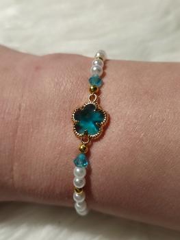 Armband Kleeblatt blau