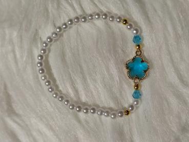 Preview: Armband Kleeblatt blau