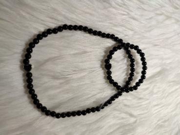Perlenkette+Armband Schwarz