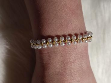 Perlenarmbnd weiß/Gold