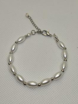 Perlenarmband weiß/Silber