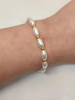 Perlenarmband weiß/Gold