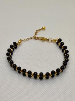 Preview: perlenarmband schwarz/gold