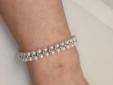 Perlenarmband weiß/Silber