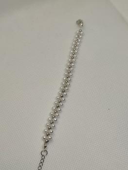 Preview: Perlenarmband weiß/Silber