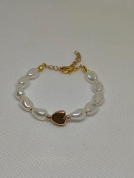 Preview: Armband weiß mit Herz