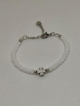 Preview: Armband kleeblatt weiß