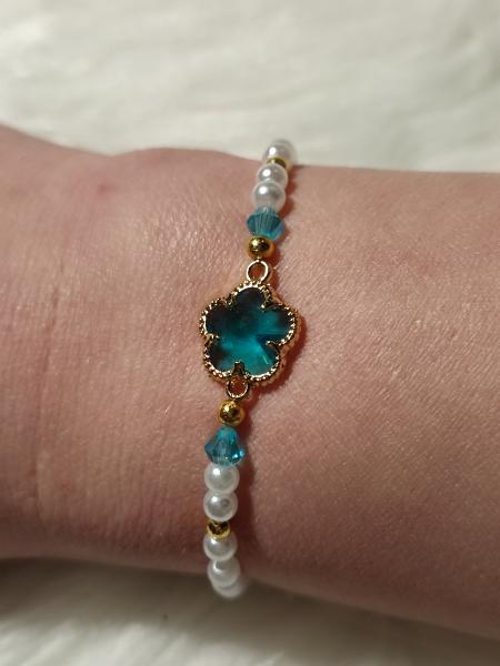 Armband Kleeblatt blau