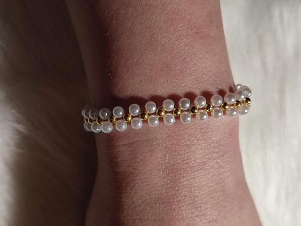 Perlenarmbnd weiß/Gold