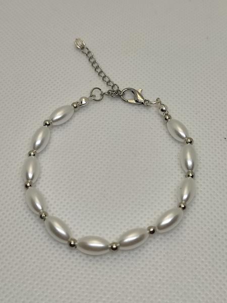 Perlenarmband weiß/Silber