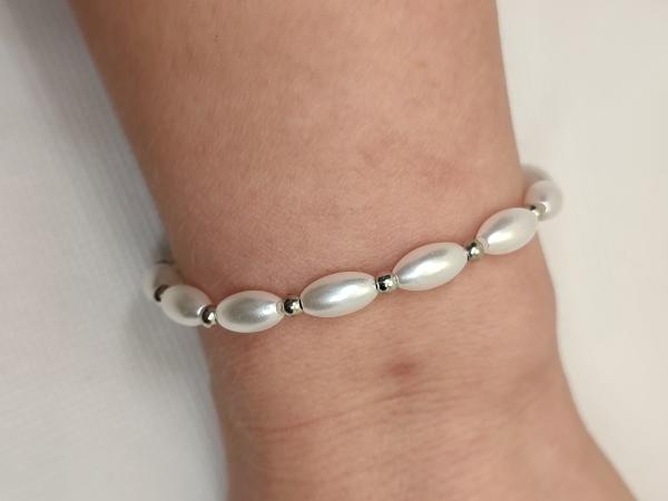 Perlenarmband weiß/Silber
