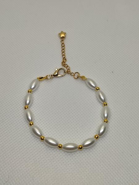 Perlenarmband weiß/Gold