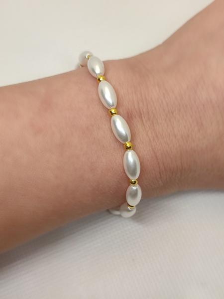 Perlenarmband weiß/Gold