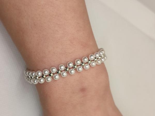 Perlenarmband weiß/Silber