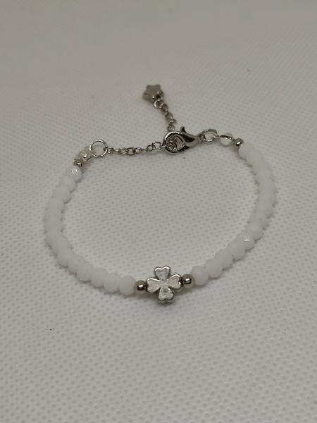 Armband kleeblatt weiß